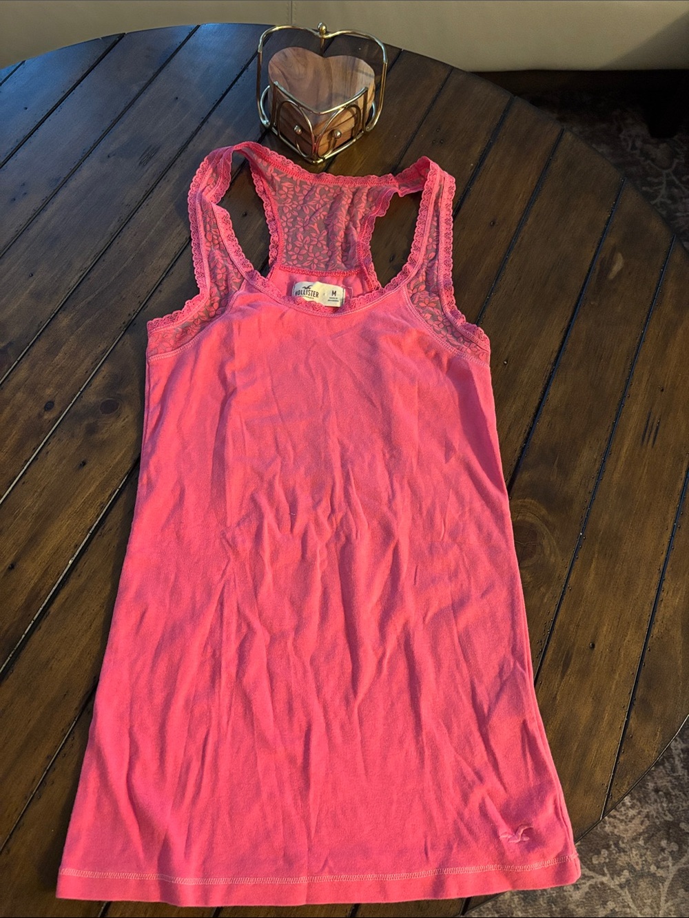 Hollister Hot Pink Lace-Back Racerback Tank